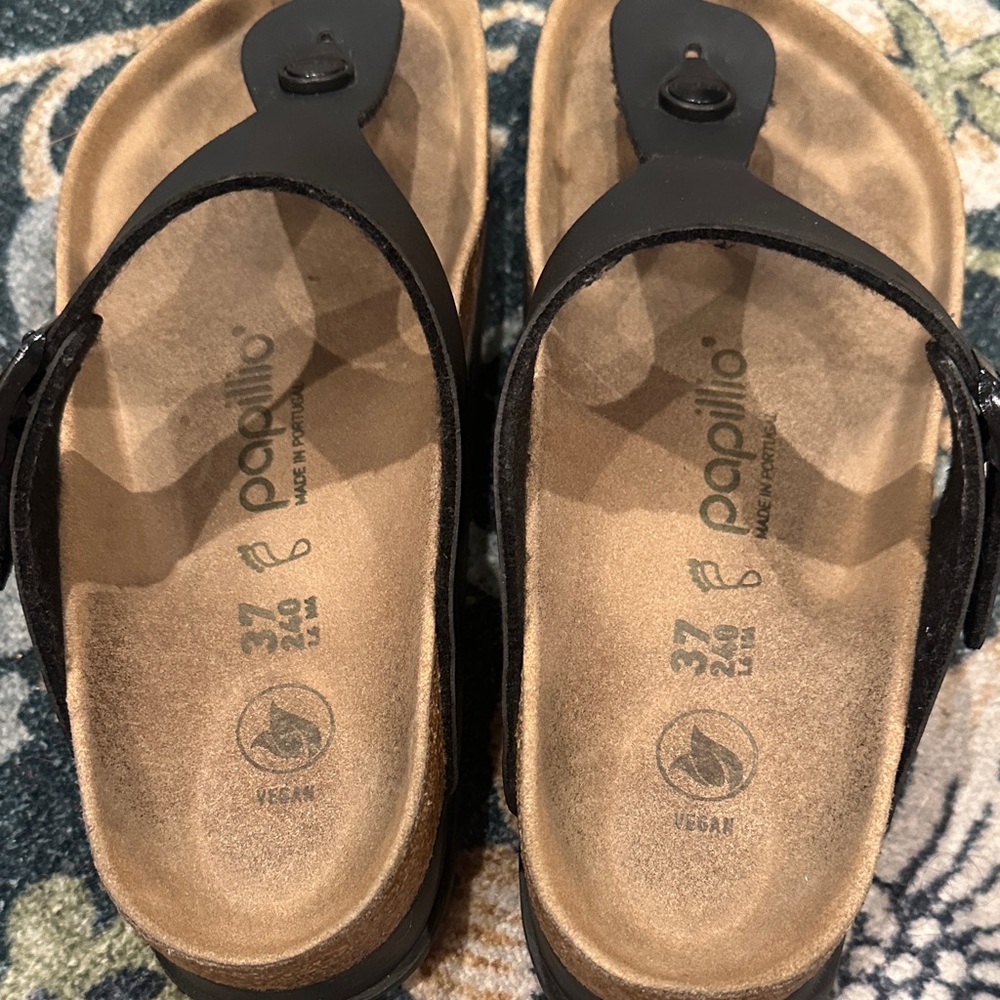 Birkenstock Papillio Birkenstock Gizeh Platform Sandal Vegan Size 37 (6) Black - Picture 2 of 6